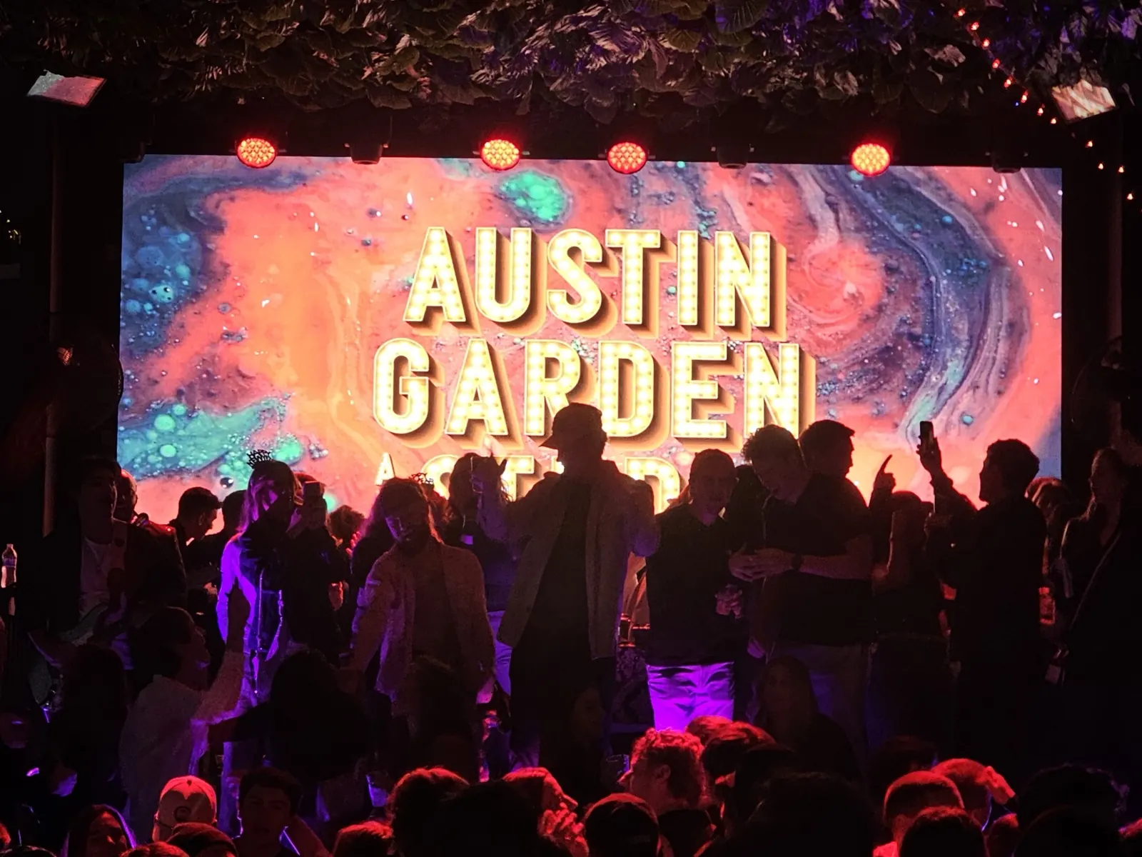 Austin Garden LED wall above the crowd during Jordan Miller's New Year's Eve set