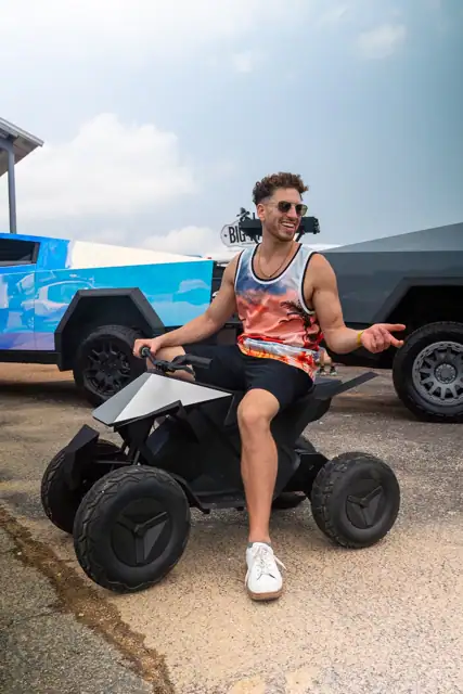 Jordan Miller DJing the Cybertruck Rodeo in Austin, photo 8