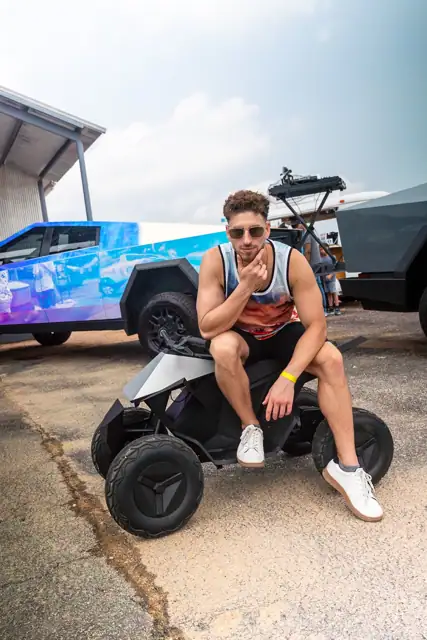 Jordan Miller DJing the Cybertruck Rodeo in Austin, photo 11