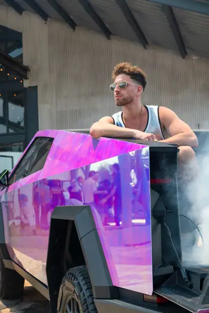 Jordan Miller DJing the Cybertruck Rodeo in Austin, photo 31