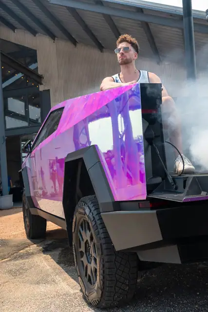 Jordan Miller DJing the Cybertruck Rodeo in Austin, photo 32