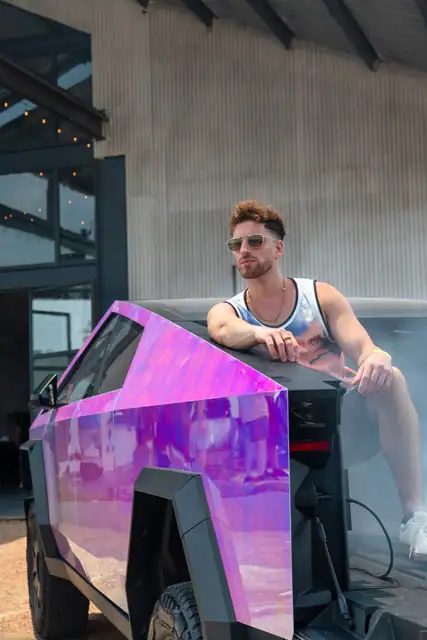 Jordan Miller DJing the Cybertruck Rodeo in Austin, photo 33