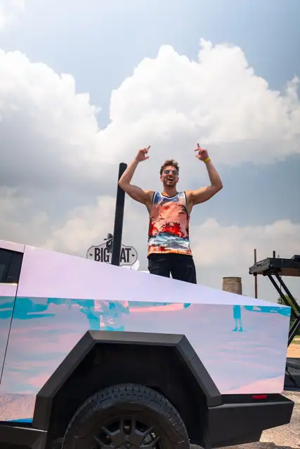 Jordan Miller DJing the Cybertruck Rodeo in Austin, photo 40