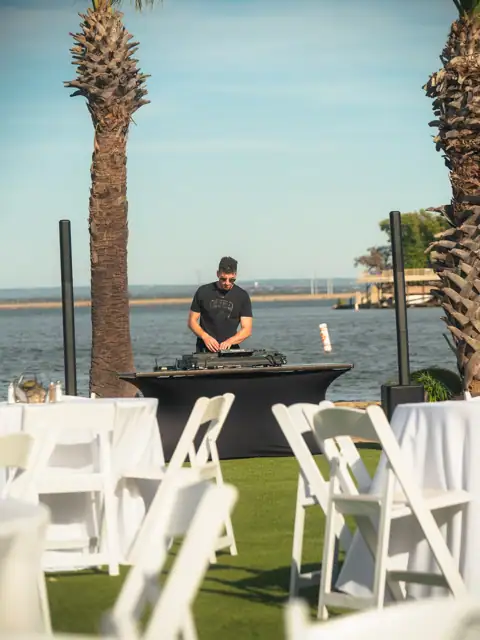 Jordan Miller DJing a Lamborghini Austin event on Lake Austin, 2024, photo 17
