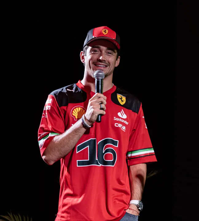 Ferrari F1 Reception 2023, SF90 unveiling, with Jordan Miller: Charles Leclerc (photo 3 of 13)